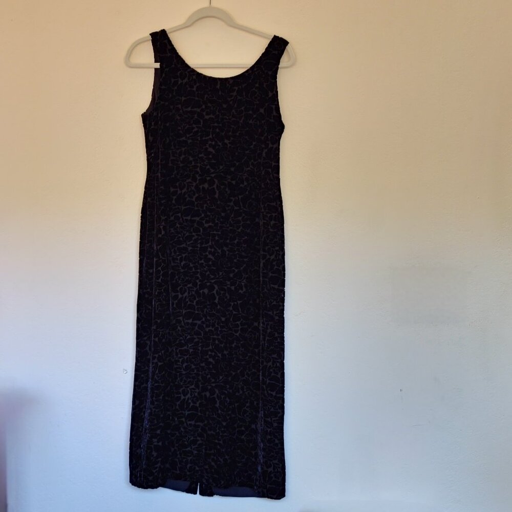Vintage Jones Wear blk velvet  burnout sleeveless sheath dress
